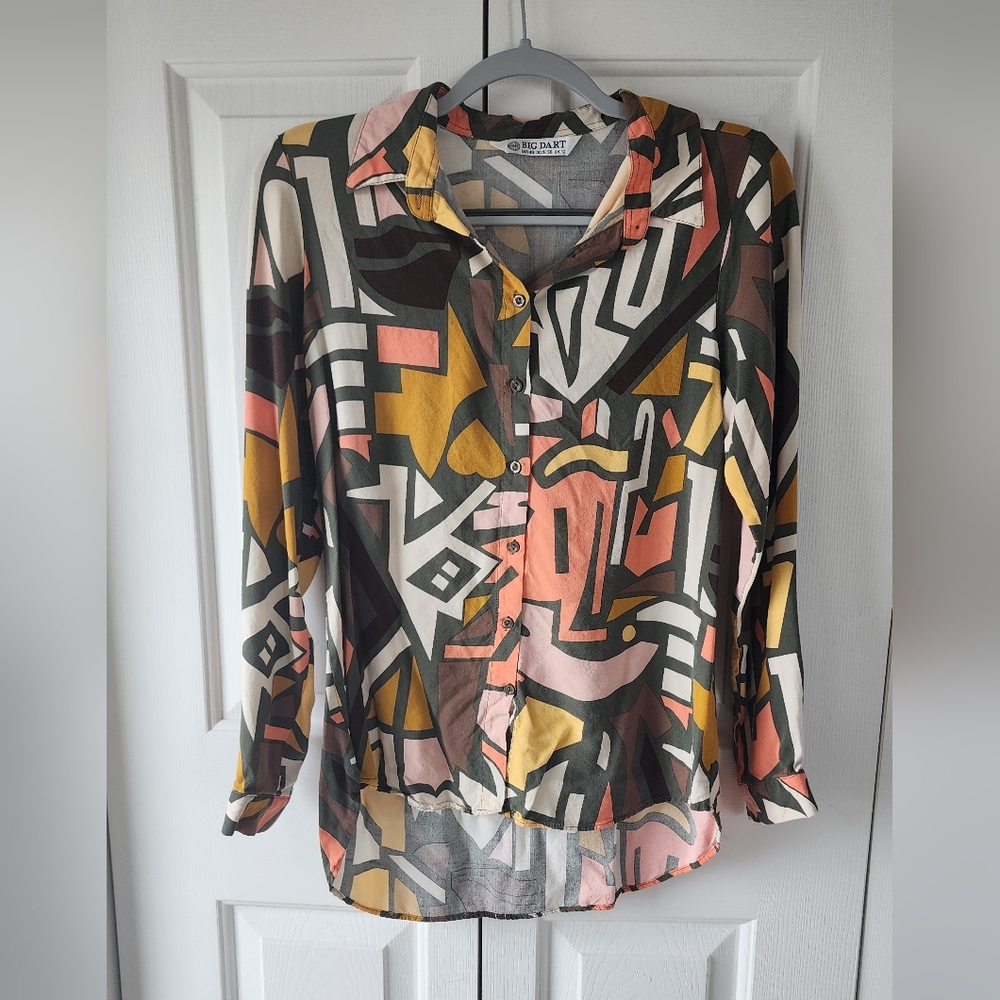 Big Dart Button Up Blouse | Medium | colorful
